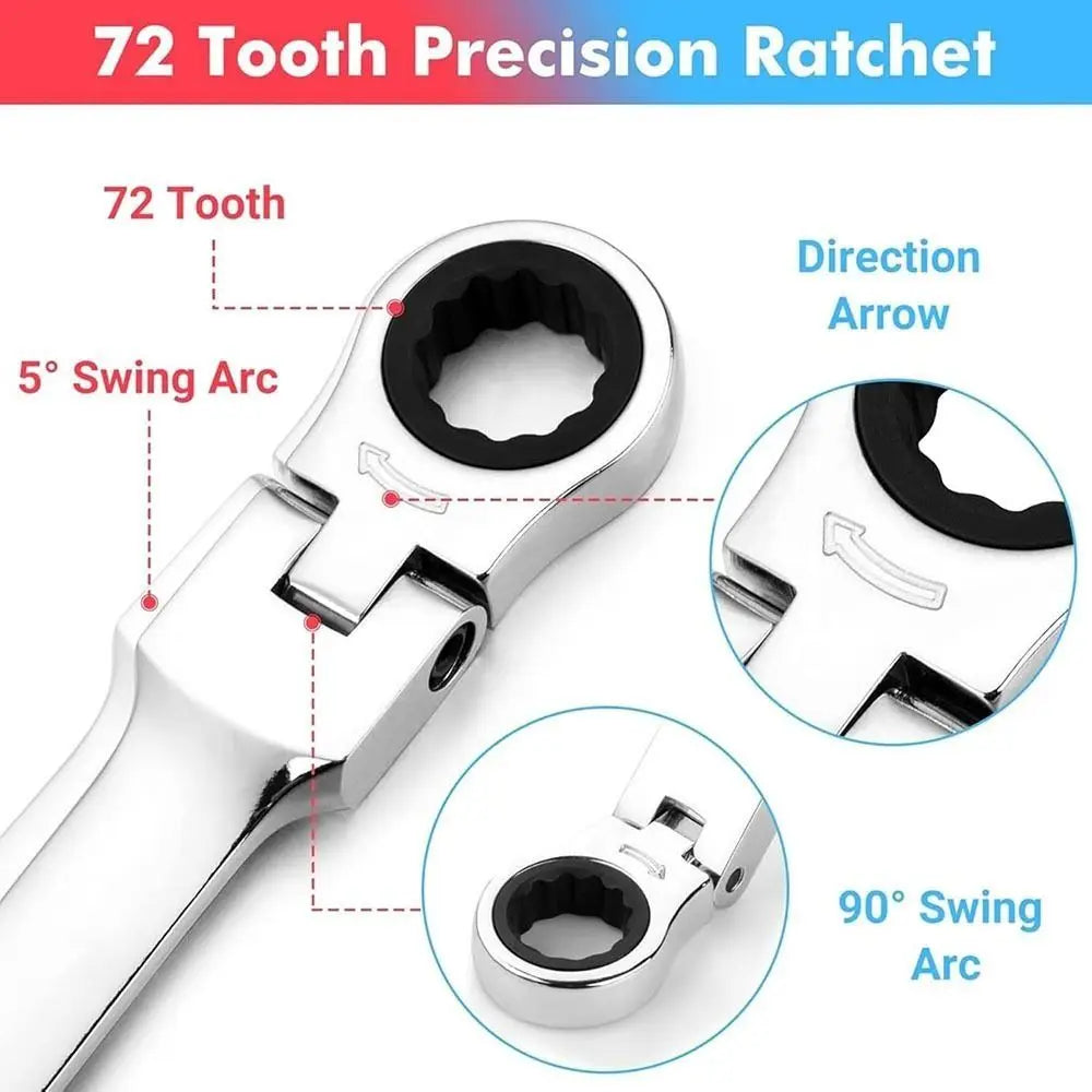 Dual Head 72-Tooth Ratchet Wrench Quick Release 6–22mm CR-V Ratchet Wrench Nixie