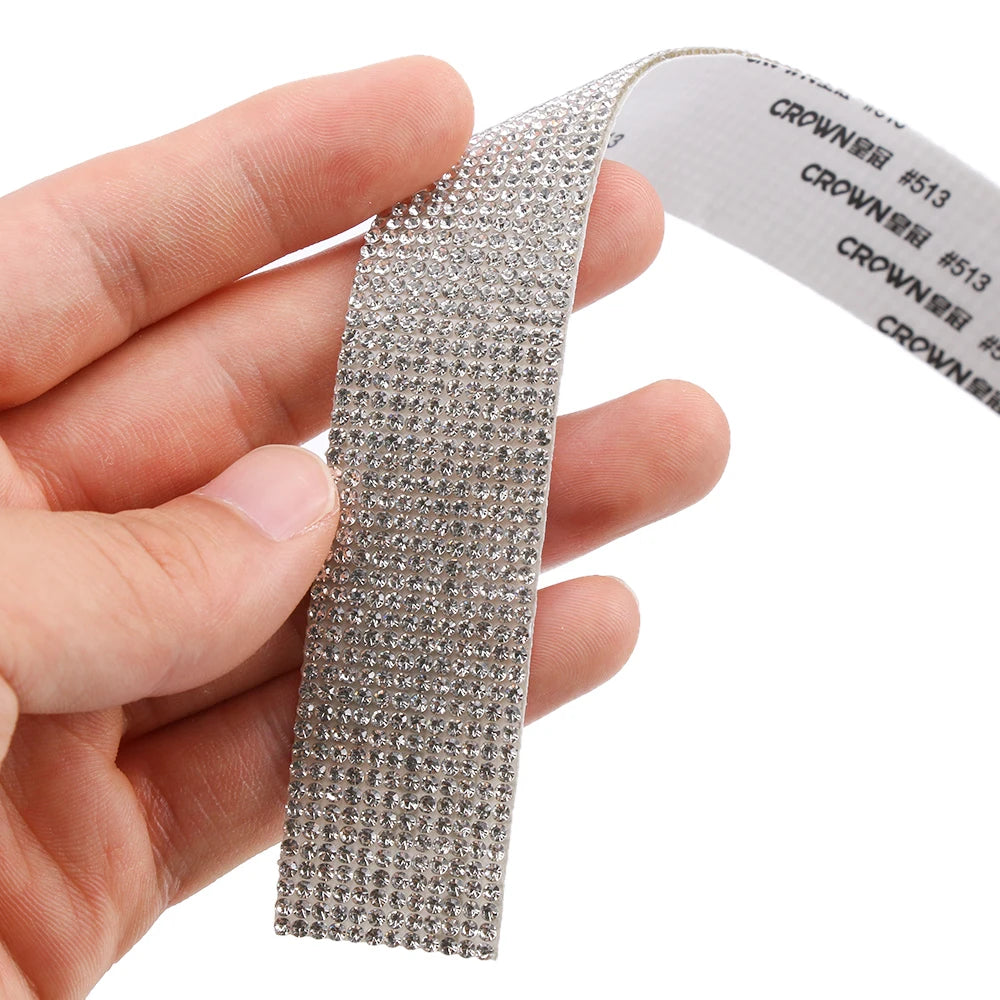Self-Adhesive Rhinestone Trim Tape – 1 Yard Crystal Ribbon Rhinestone Trim Tape Nixie