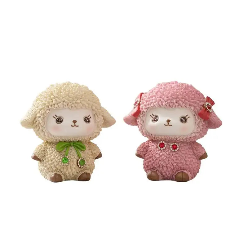 Cute Sheep Figurine Hand-Painted Resin Decor & Coin Bank Resin Figurine Nixie