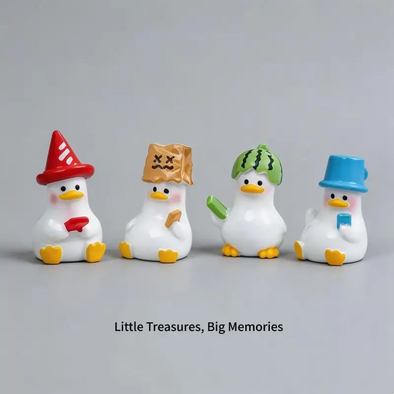 5PCS Mini Resin Duck Figurines Fairy Garden & Desk Décor Set Miniature Figurine Set Nixie