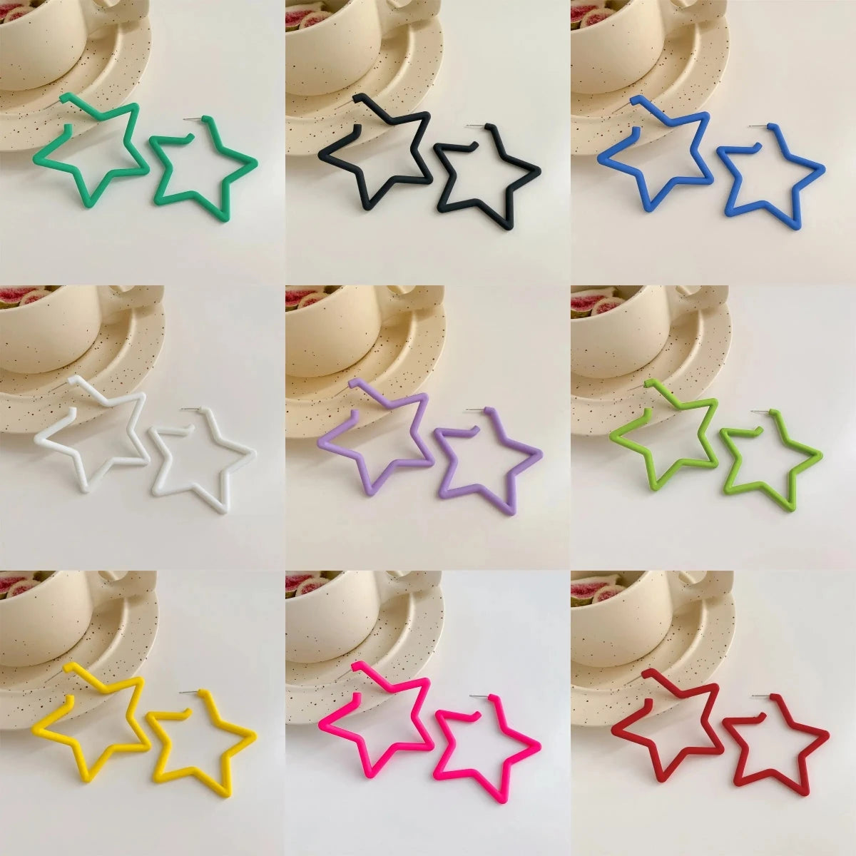 Colorful Star Acrylic Drop Earrings – Geometric Fashion Jewelry Drop Earrings Nixie