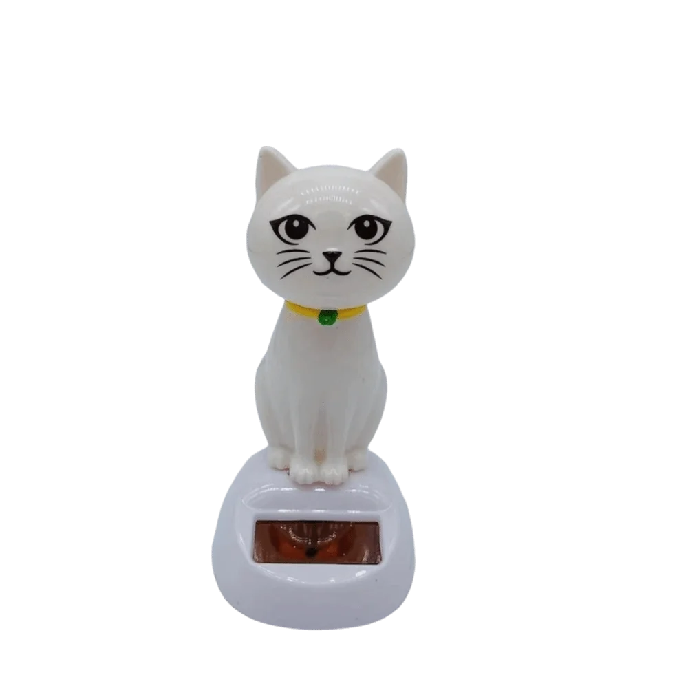 Solar Powered Waving Cat Ornament – Resin Car Dashboard Decor