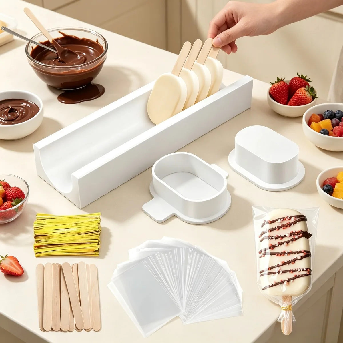 Cake Pop Mold Set – 100 Sticks, Bags & Ribbons | Baking Kit Cake Pop Mold Kit Nixie