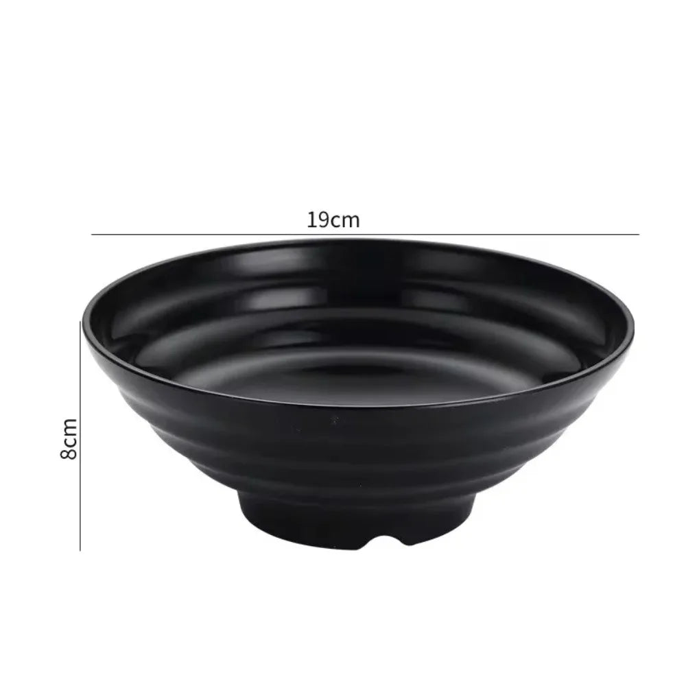 FEB.WIND Black Plastic Ramen Bowl – Durable Noodle & Salad Bowl Plastic Ramen Bowl Nixie