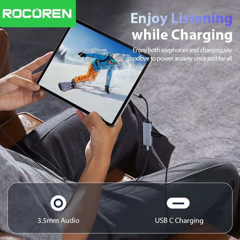 Rocoren USB-C to 3.5mm Audio Adapter with 36W PD Charging USB-C Audio Adapter Nixie