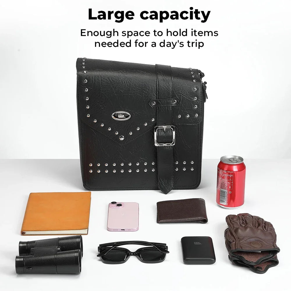 KEMITOUR 12L Motorcycle Swingarm Bag Waterproof PU Leather Side Bag Motorcycle Swingarm Bag Nixie
