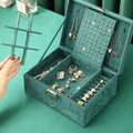 Luxury Vintage Dark Green Velvet Jewelry Box | Large Capacity Jewelry Storage Box Nixie Blackish green