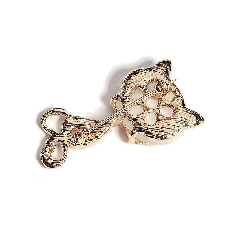 Vintage Crystal Cat Brooch – Rhinestone Opal Animal Pin Crystal Brooch Pin Nixie