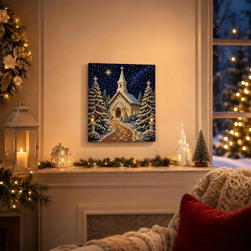 5D Pearl Diamond Painting Kit – Christmas Church 30×40cm DIY Diamond Painting Kit Nixie