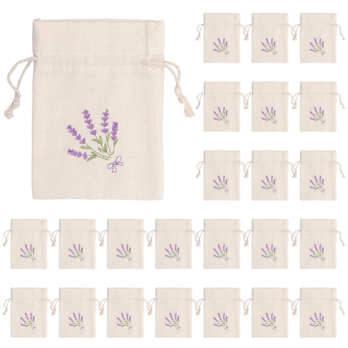 24Pcs Lavender Drawstring Gift Bags – Canvas Embroidered Pouches Drawstring Gift Bags Nixie Style A Other