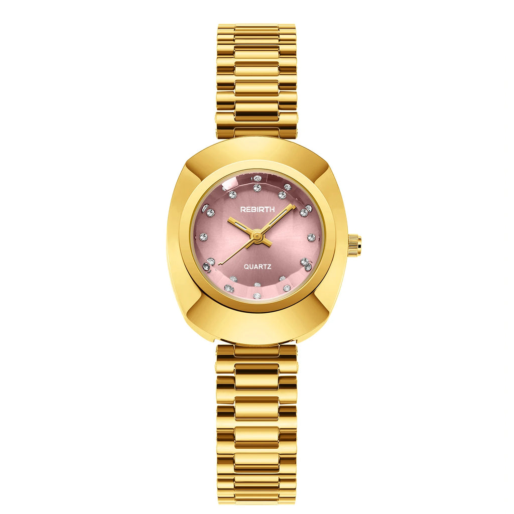 REBIRTH Casual Business Quartz Watch – Stainless Steel Band Quartz Wristwatch Nixie Pink