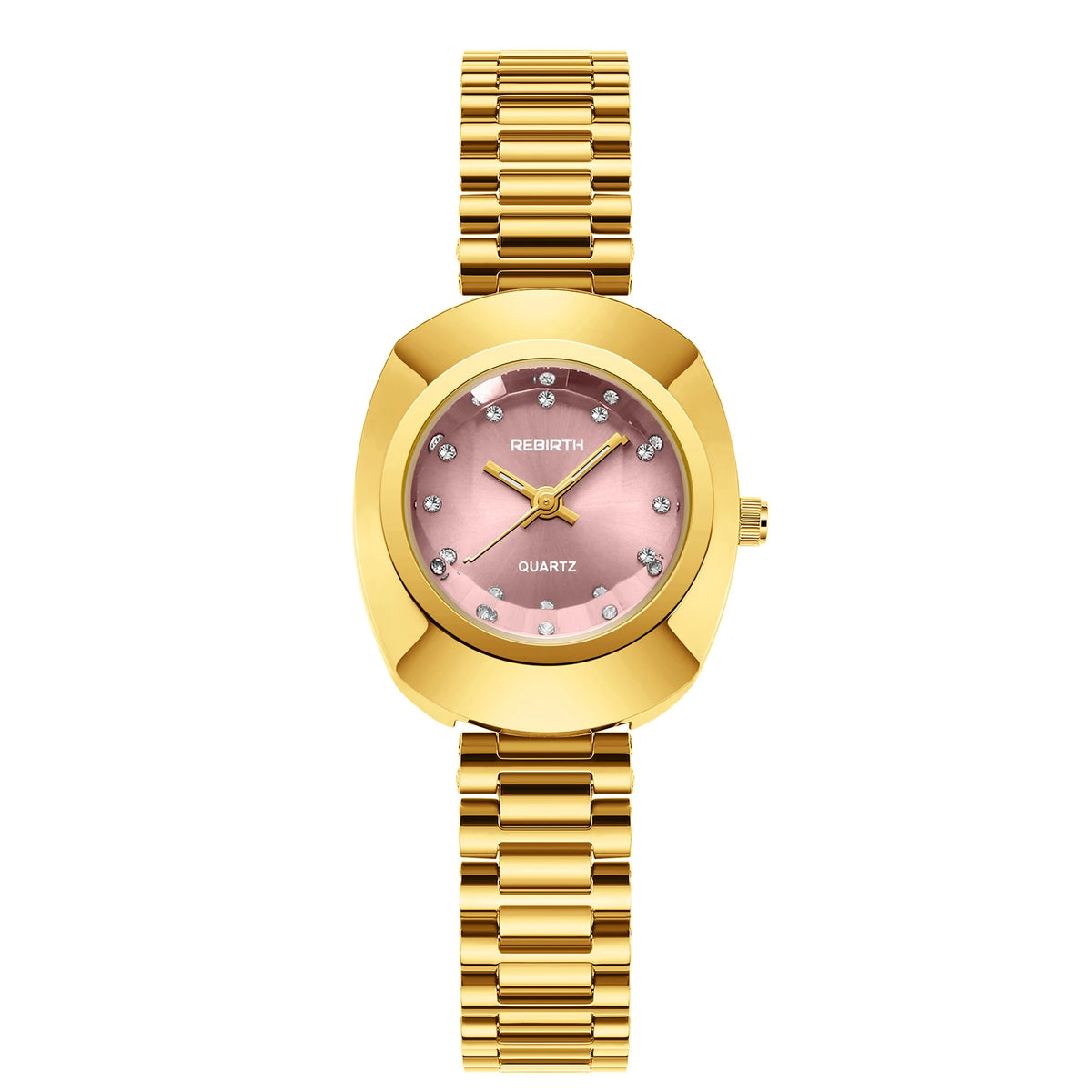 REBIRTH Casual Business Quartz Watch – Stainless Steel Band Quartz Wristwatch Nixie Pink