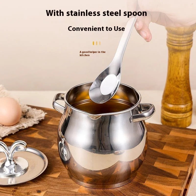 Stainless Steel 1.5L Oil Filter Pot with Lid & Strainer Oil Filter Pot Nixie