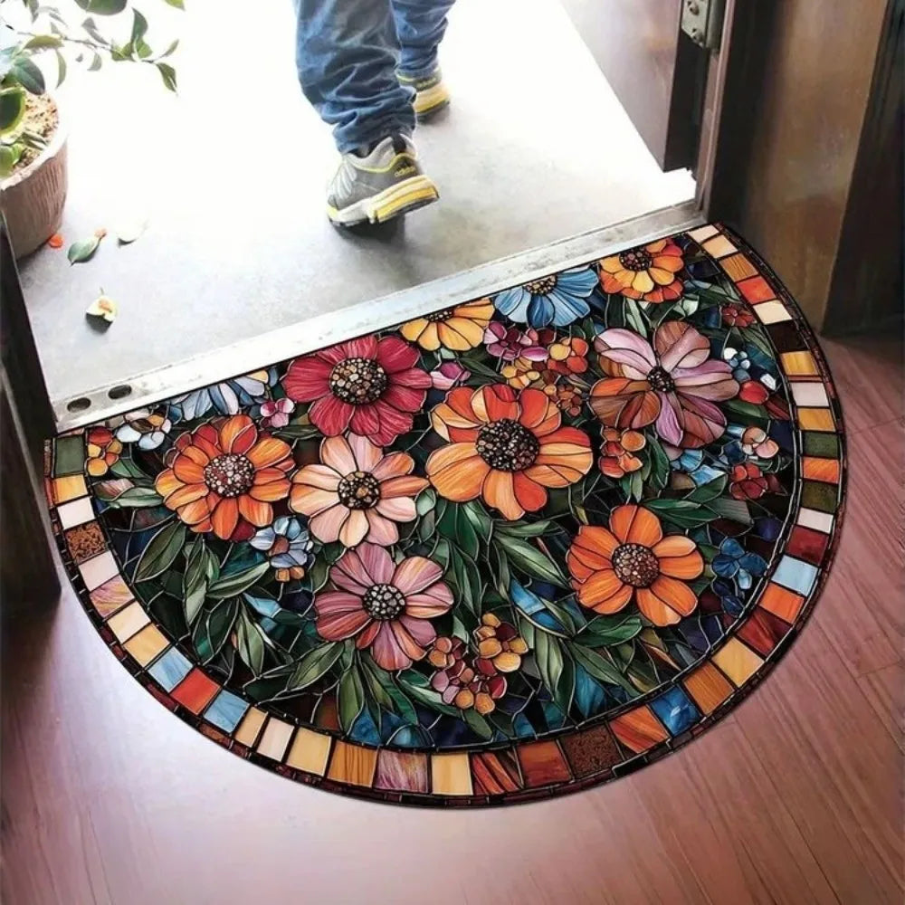 Semi-Circular Non-Slip Doormat | Washable | Silicone Backing Entryway Doormat Nixie