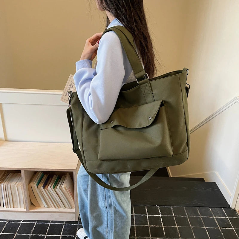 Nylon Tote Bag Large Capacity Shoulder & Crossbody Purse