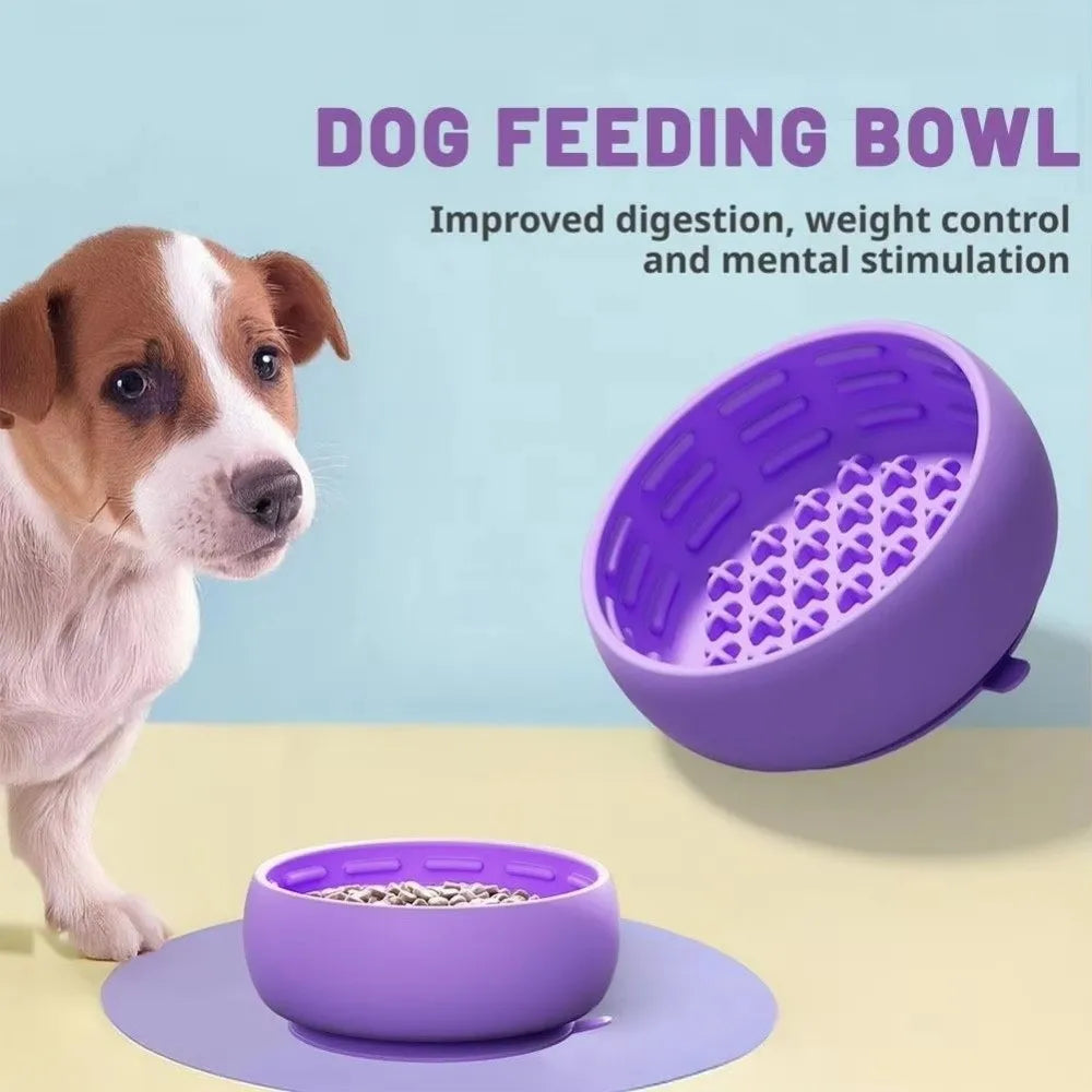 Silicone Slow Feeder Dog Bowl – Anti-Slip, Anti-Spill, Portable Slow Feeder Dog Bowl Nixie