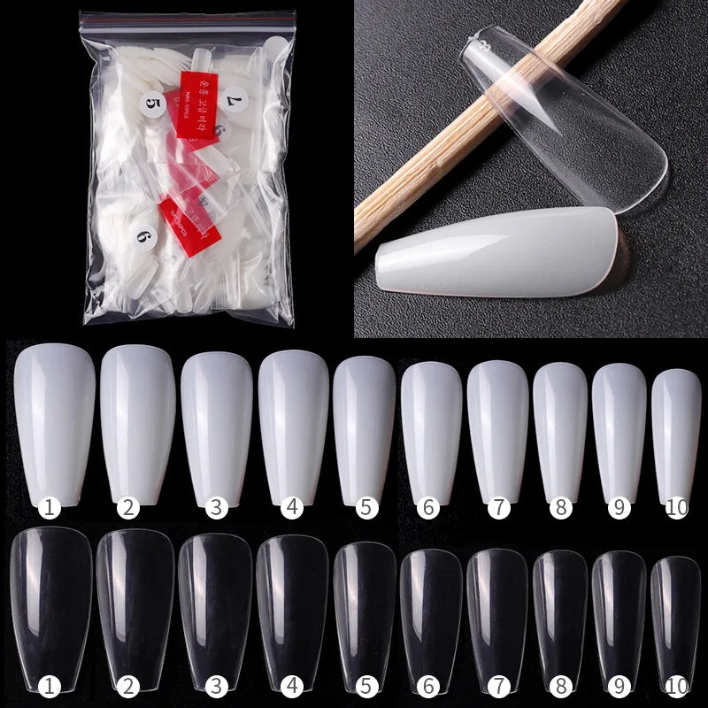 500pcs French Press-On Fake Nails – Full Coverage Acrylic Nail Set Press-On Nail Tips Nixie