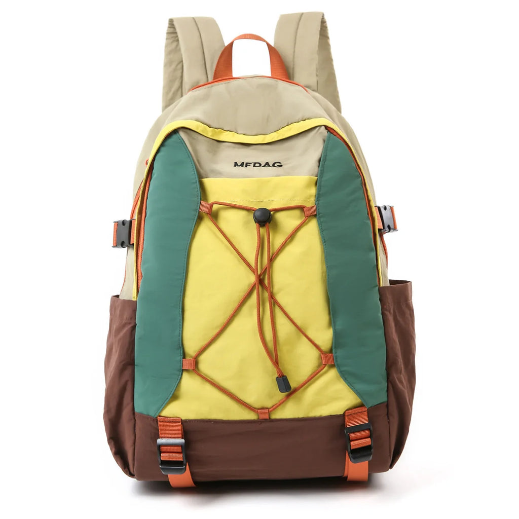 Korean Color-Block Women's Backpack – Lightweight Travel Bag Women's Backpack Nixie Brown with green