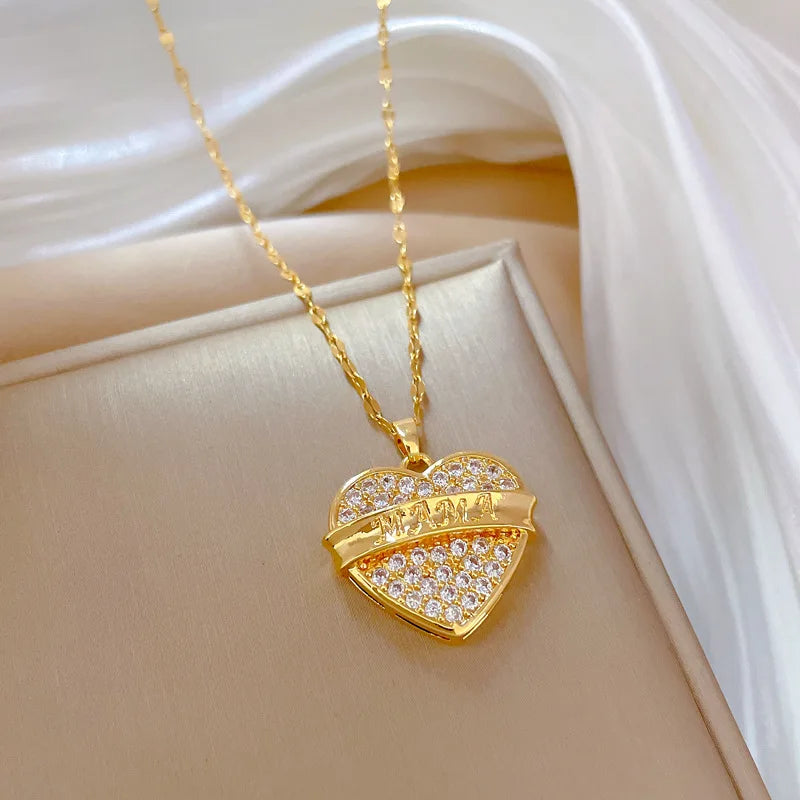Women's Gold Heart Pendant Necklace – Stainless Steel Choker Pendant Necklace Nixie