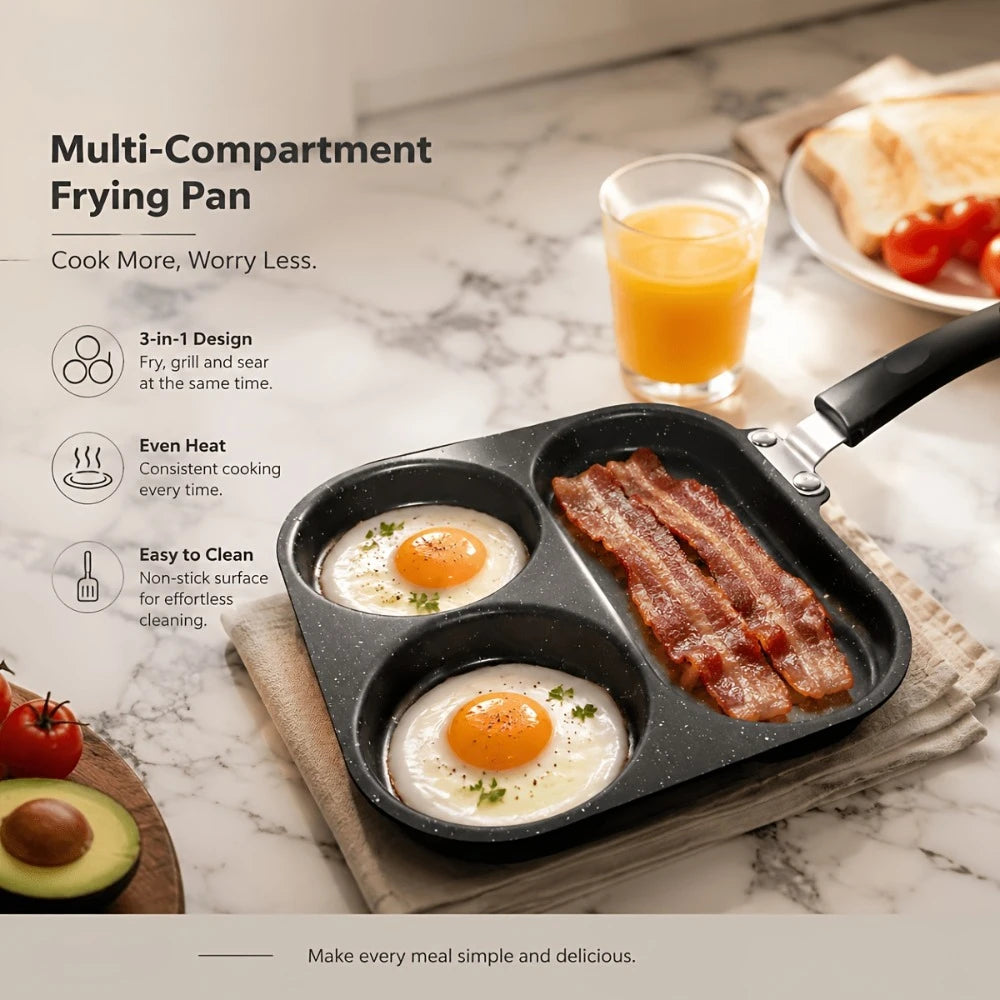 3-in-1 Non-Stick Divided Breakfast Skillet – Egg & Bacon Pan Divided Breakfast Skillet Nixie