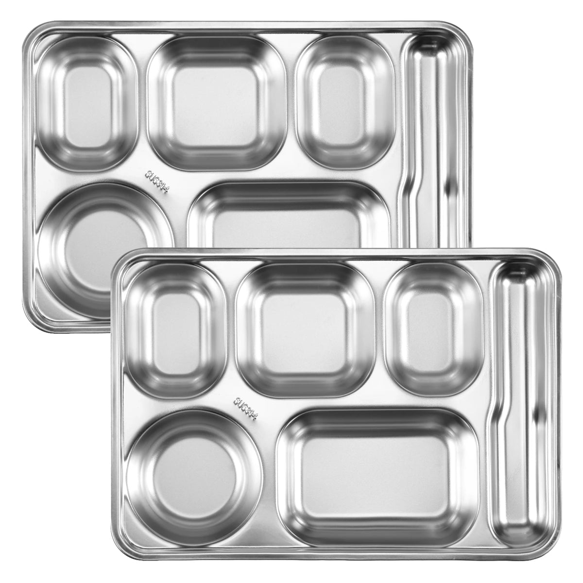 2-Pack 5-Compartment Stainless Steel Snack & Meal Prep Container Meal Prep Container Nixie silver 2
