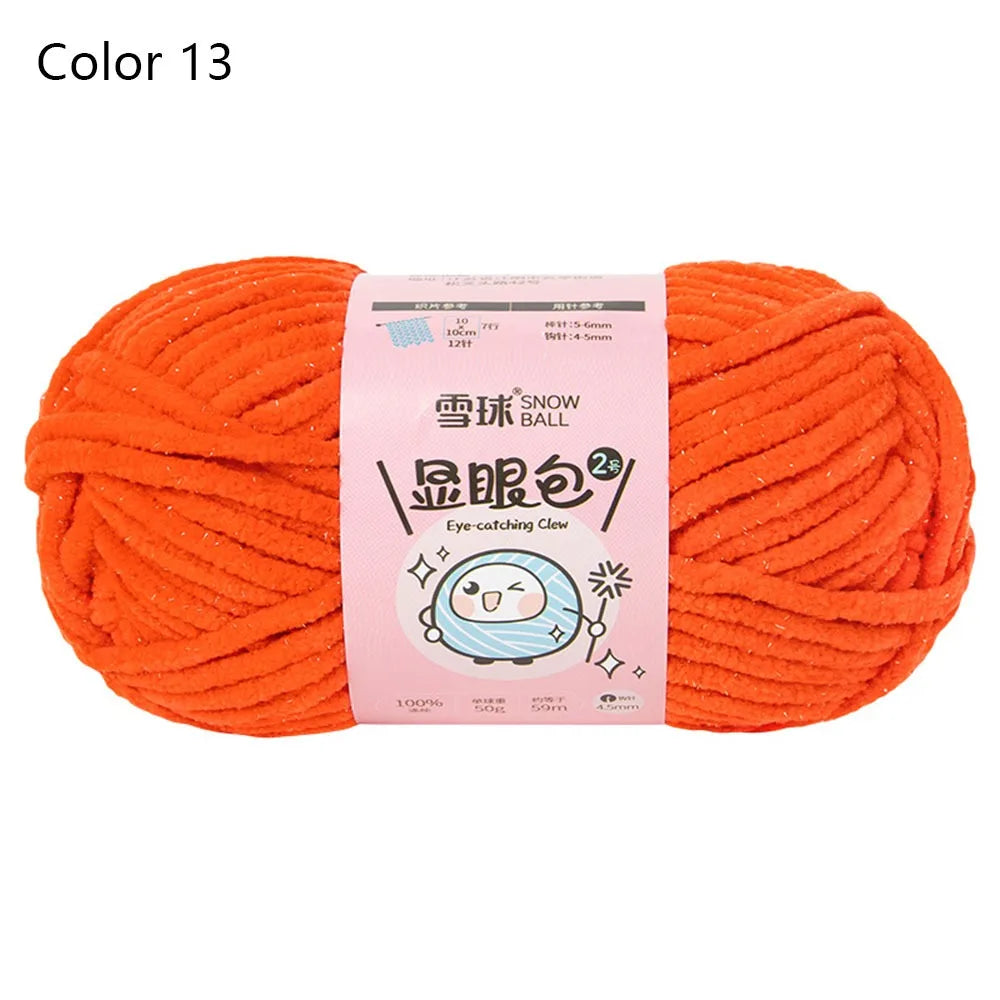 Soft Chenille Yarn 50g 59M 4.5mm – Shiny Chunky Knitting Yarn