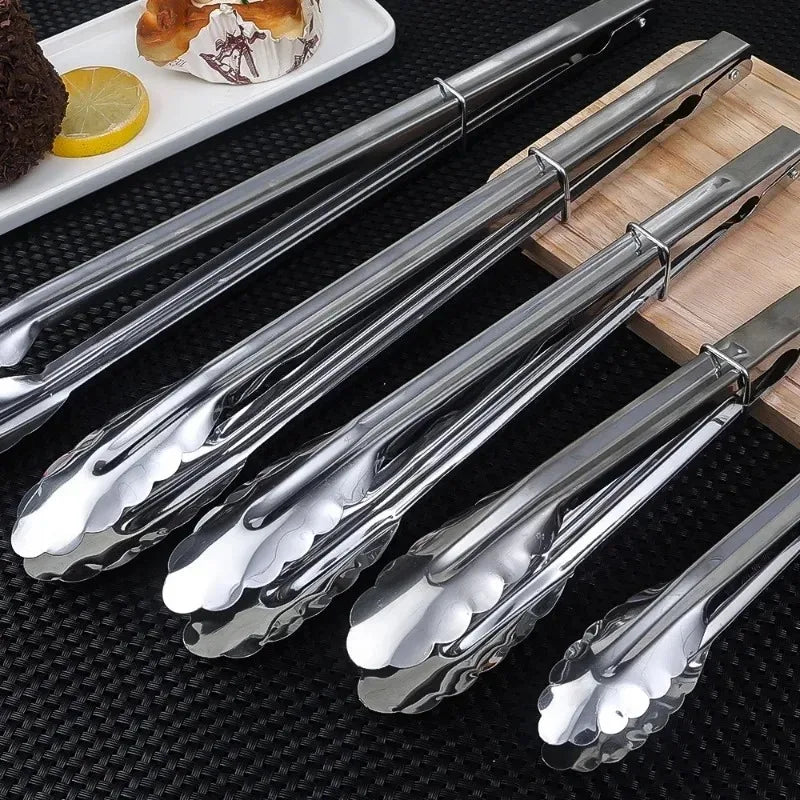 Stainless Steel BBQ Tongs Set of 5 – Non-Slip, Dishwasher Safe Kitchen BBQ Tongs Nixie