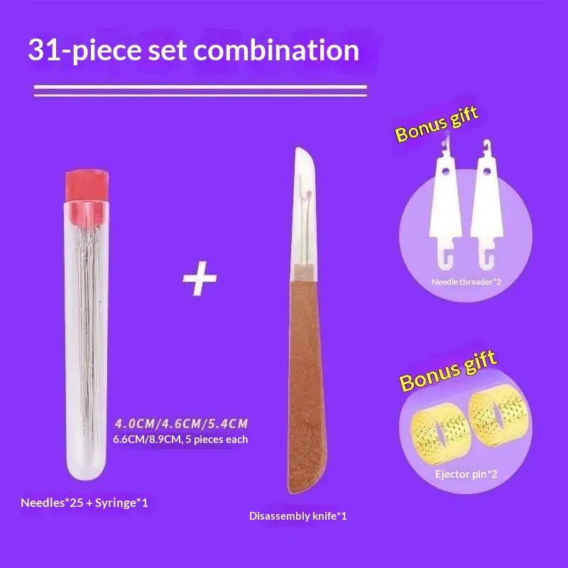 Big Eye Sewing Needles Kit – Threads, Thimble & Threader Sewing Needle Kit Nixie 31pcs