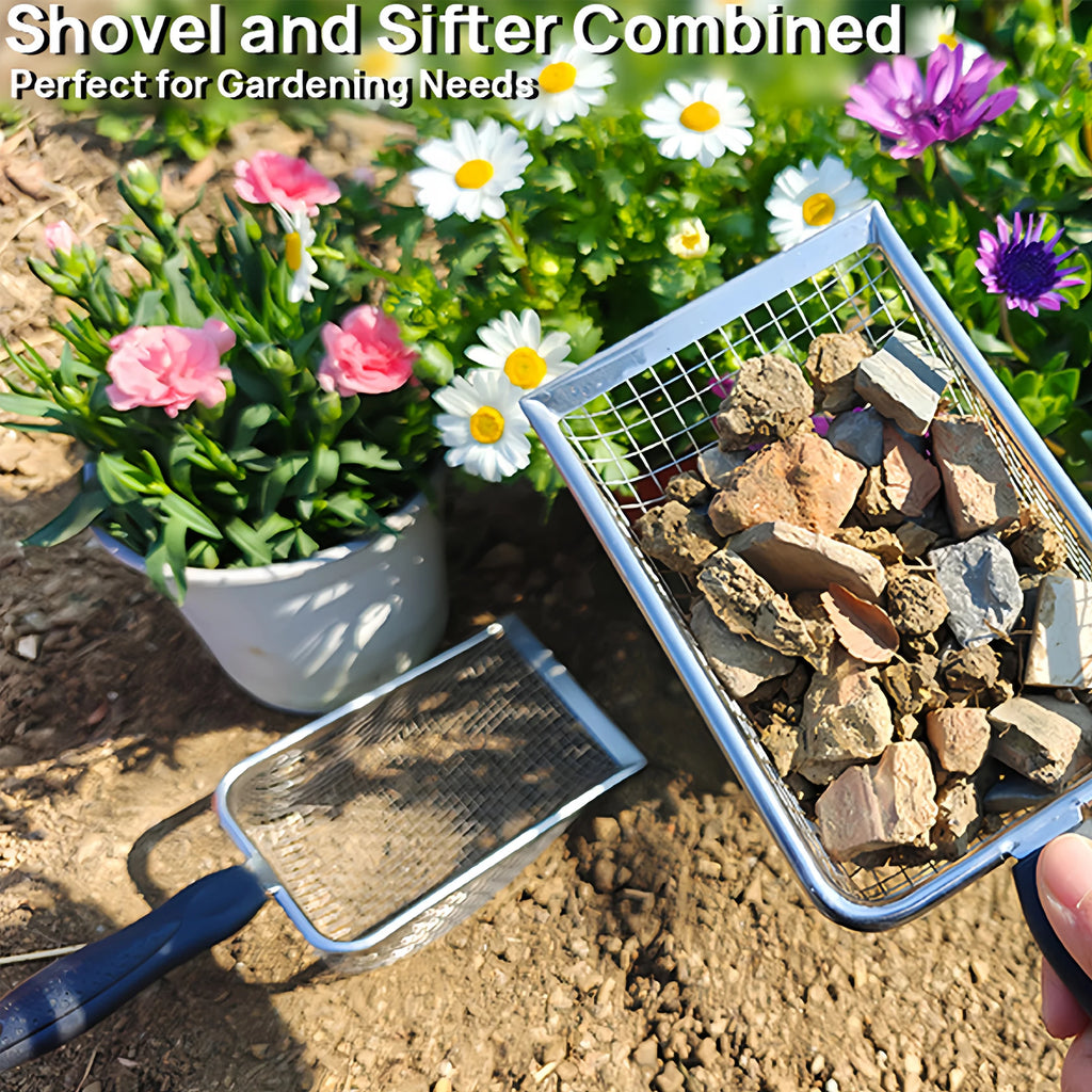 Stainless Steel Sifting Shovel – Garden, Beach & Cat Litter Garden Sifting Shovel Nixie