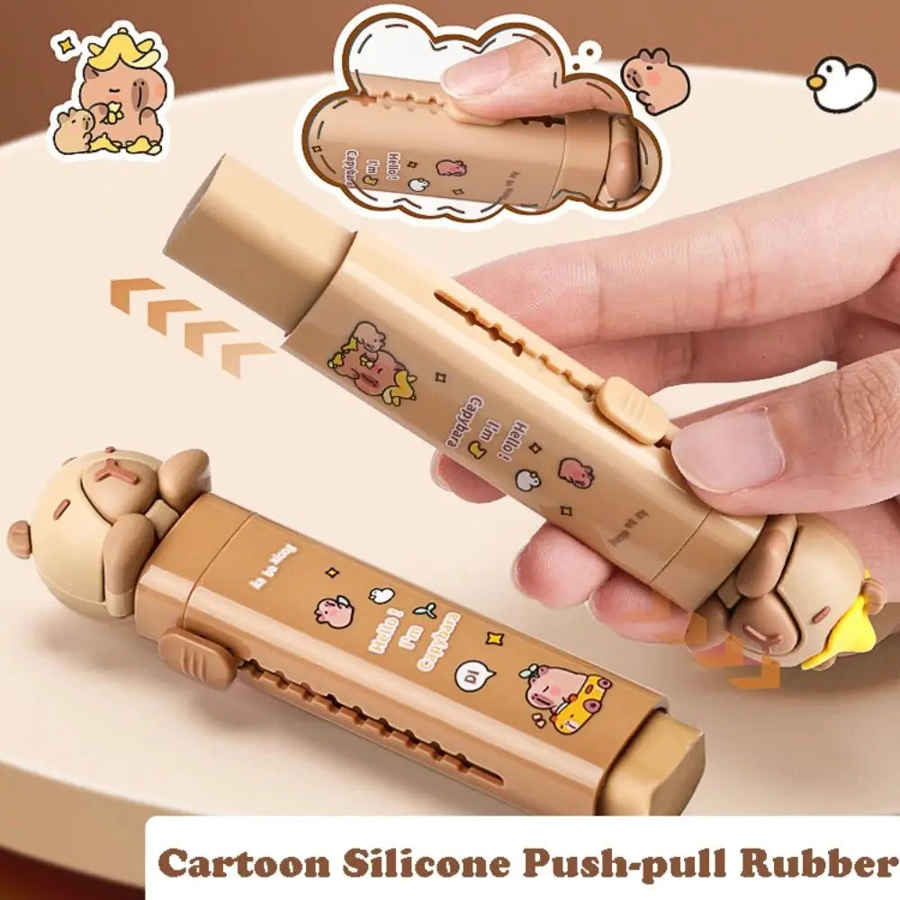 Cute Capybara Push-Pull Eraser with Replaceable Cores