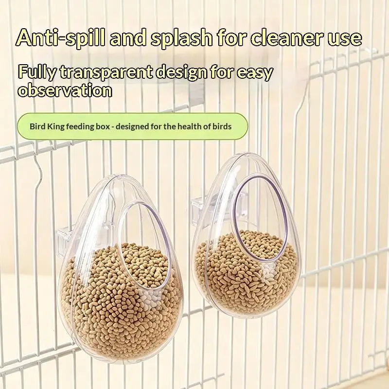 Anti-Splash Transparent Parrot Bird Feeder Cup | Cage Mount Bird Cage Feeder Nixie
