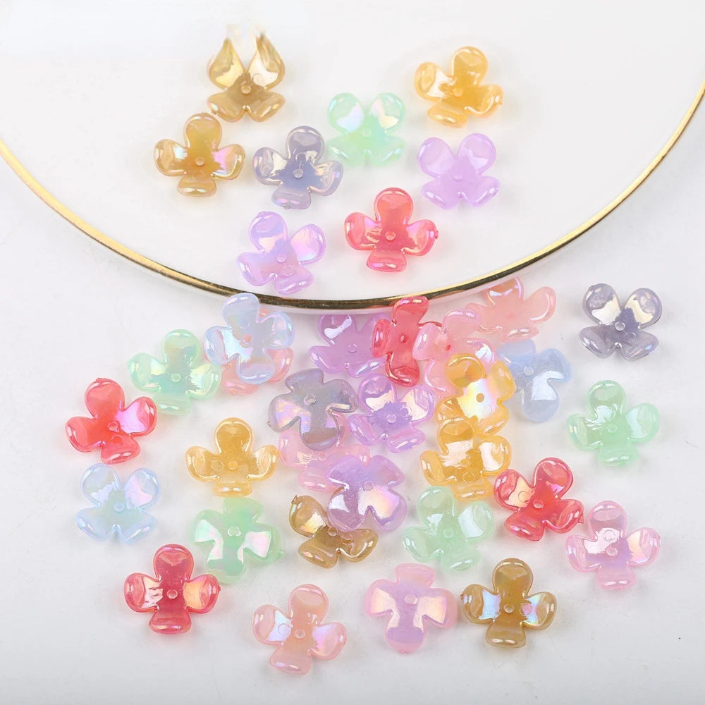 50pcs Acrylic Flower Pearl Bowknot Beads for DIY Jewelry Making Craft Beads Nixie