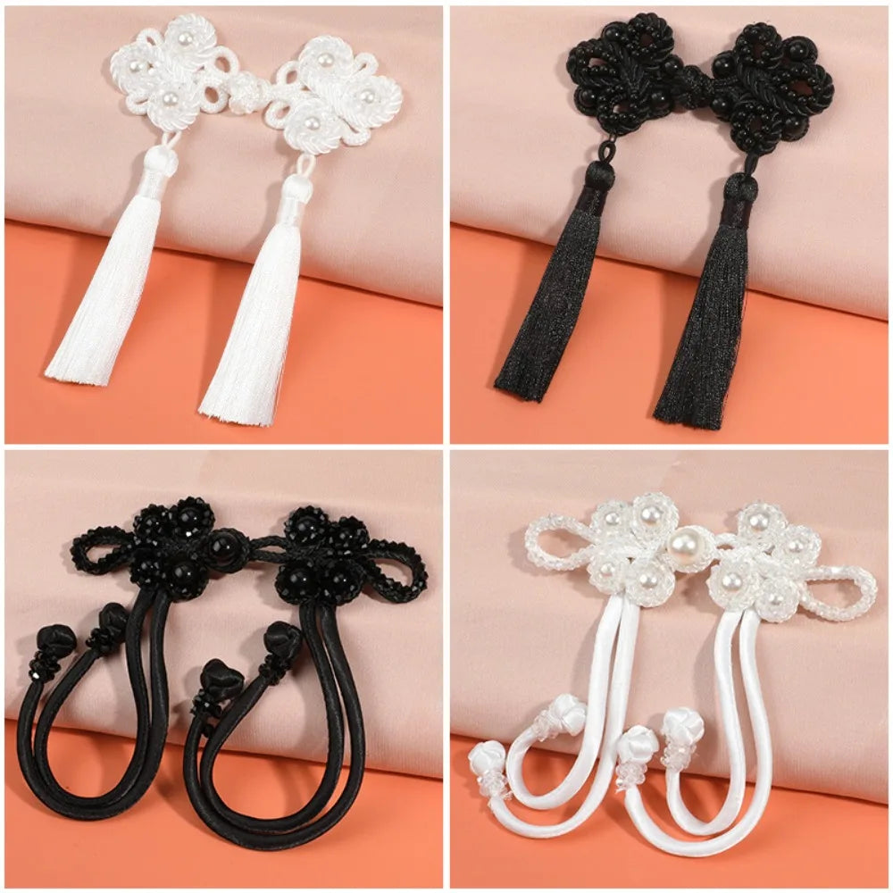 Chinese Tassel Plate Buckle Hand-Beaded Knot Button DIY