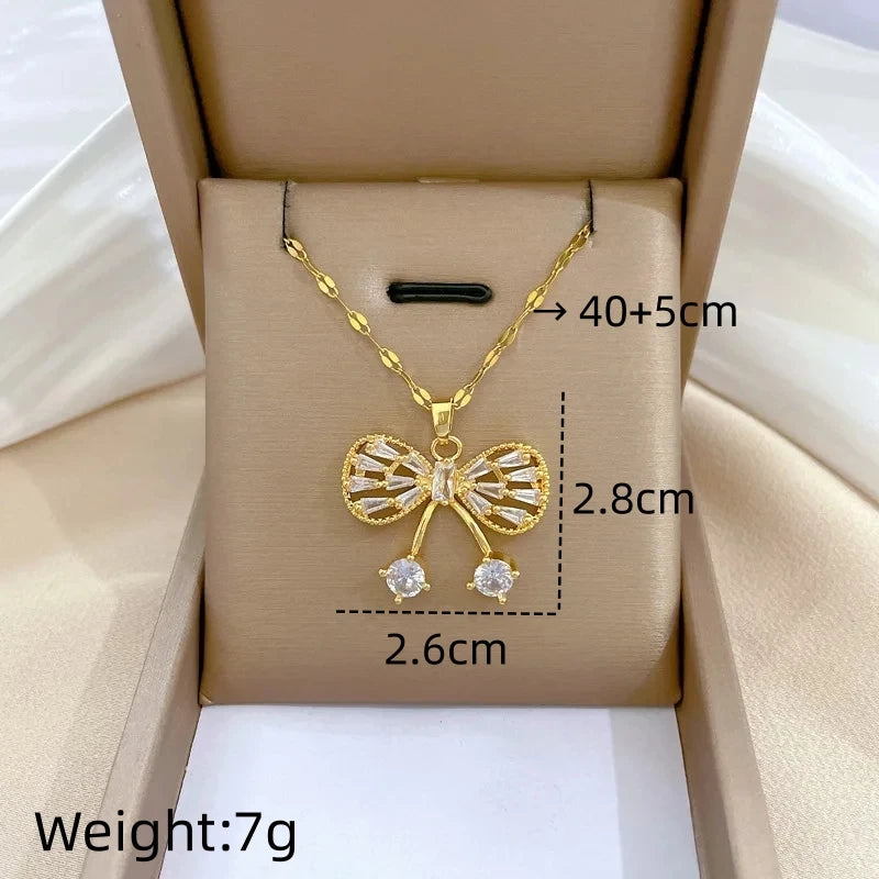 Butterfly Knot Pendant Necklace – Gold Stainless Steel Chain Pendant Necklace Nixie XL2606-454