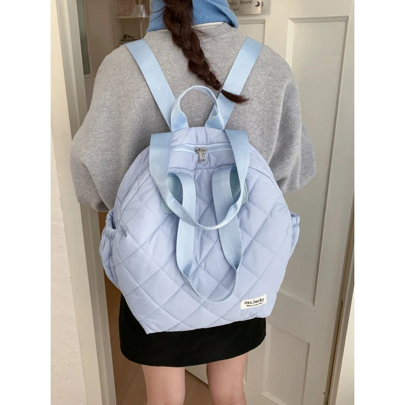 Diamond Pattern Large-Capacity Women's Backpack | Flannel Women's Backpack Nixie