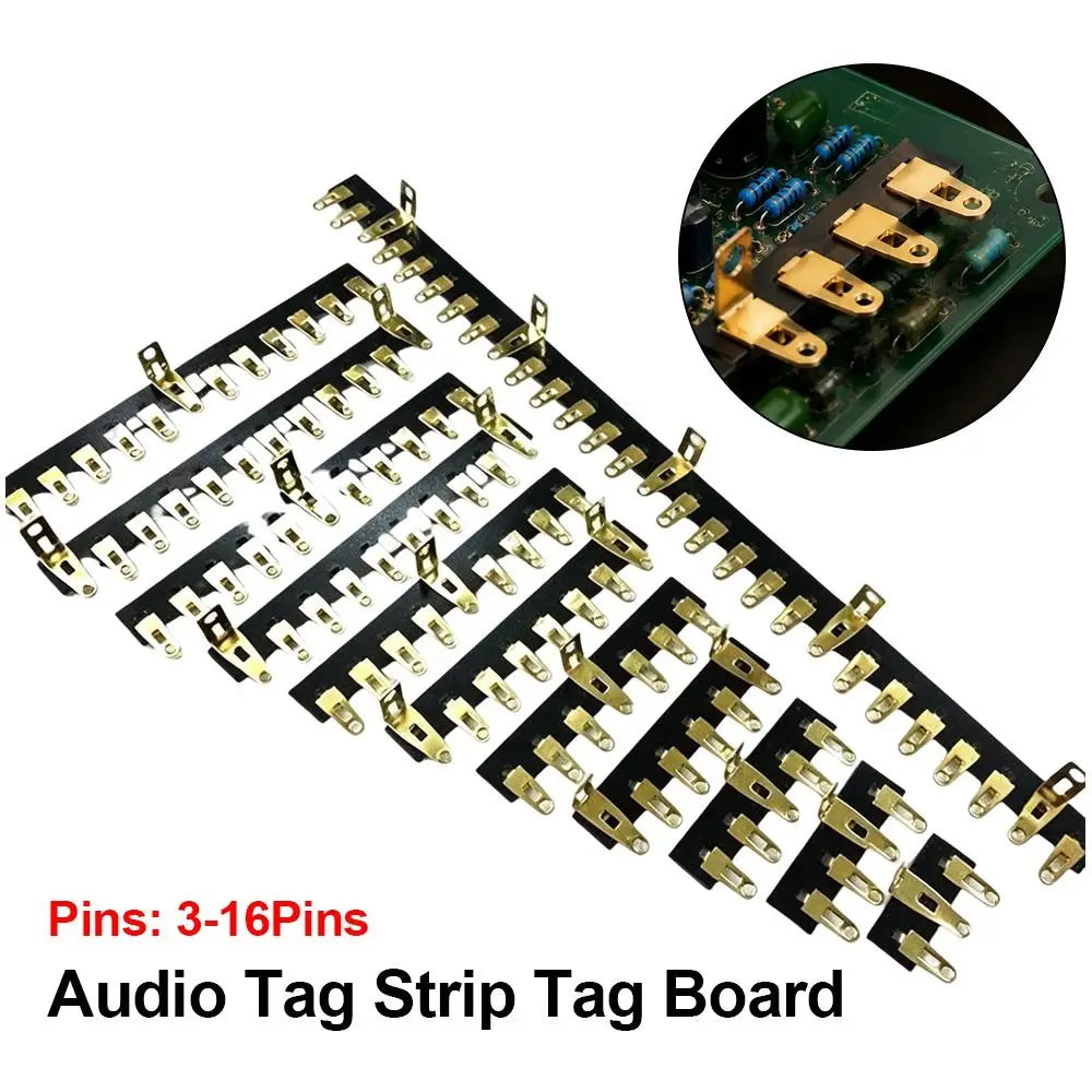 Gold Plated Audio Tag Strip Board G10 FR4 Bakelite 3–16 Pins Audio Tag Strip Board Nixie