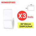 NiiMbot Thermal Label Rolls – Round White Waterproof Stickers Thermal Label Rolls Nixie 3Rolls 30x20mm