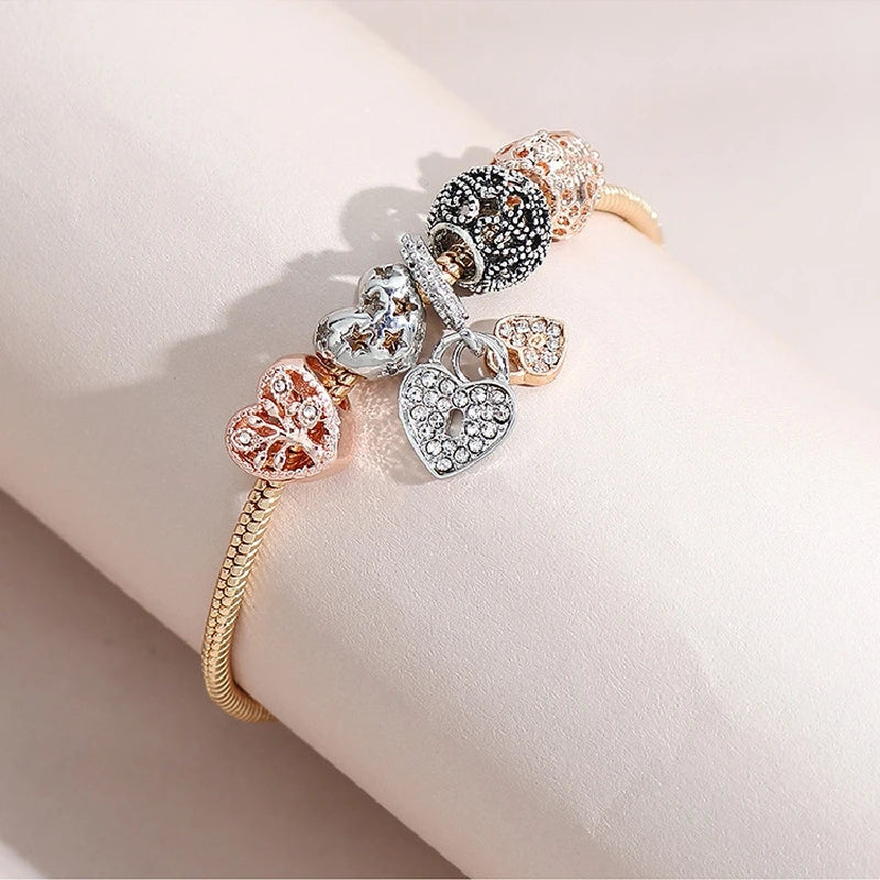 Heart Shaped Tree of Life Bracelet – Gold Copper Chain Fashion Bracelet Nixie