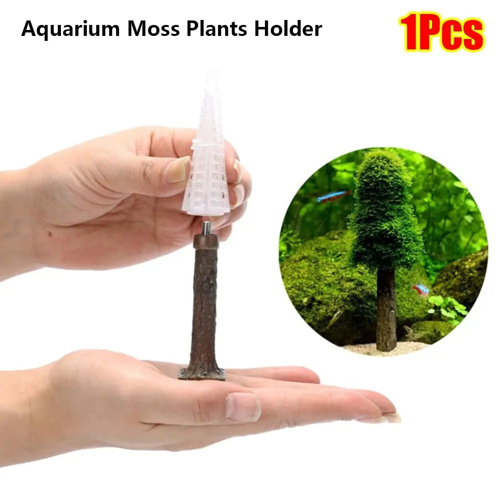 Mini Christmas Tree Aquarium Moss Plant Holder | Fish Tank Decor