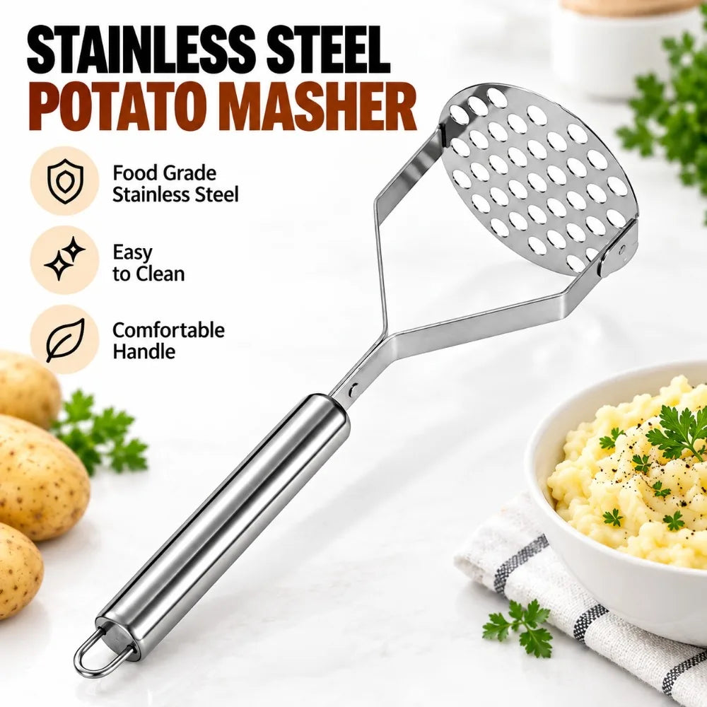 Potato Masher & Baby Food Maker – Vegetable Press & Slicer Kitchen Food Masher Nixie