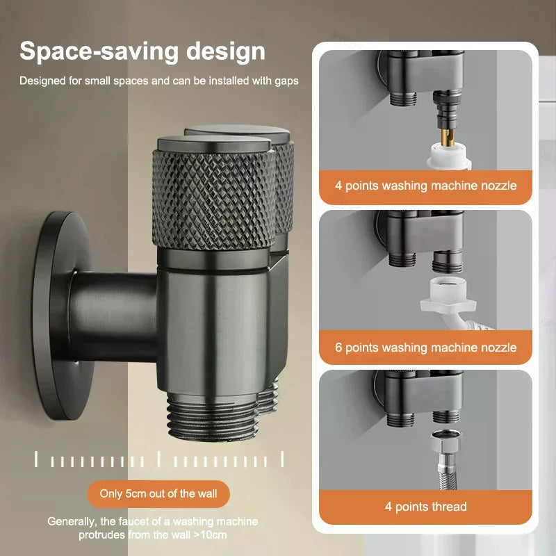 Stainless Steel 1-Inlet 2-Outlet Water Diverter Corner Valve Water Diverter Valve Nixie