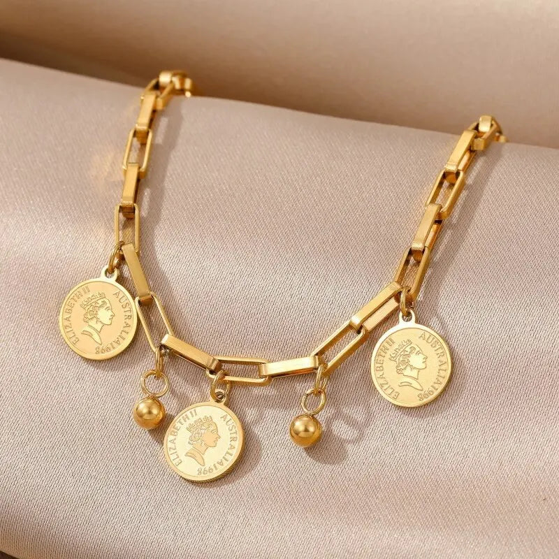Gold Hip Hop Wide Cross Chain Bracelet with Pendant Chain Link Bracelet Nixie