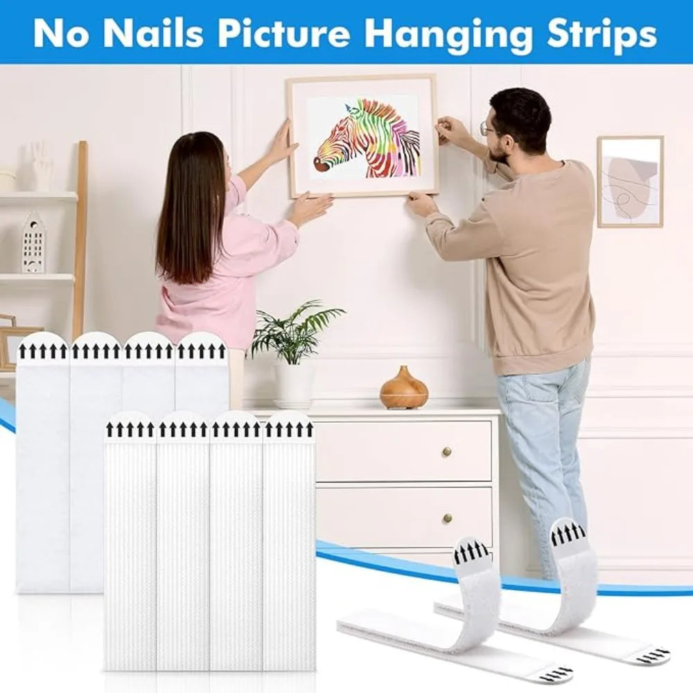 Removable Adhesive Hook & Loop Strips – No-Damage Wall Hangers Adhesive Hanging Strips Nixie