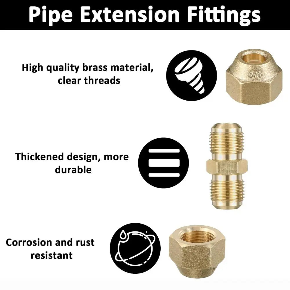 Copper Flare Fitting Extension Joint 1/4" 3/8" 1/2" with Flare Nuts Pipe Flare Fitting Nixie