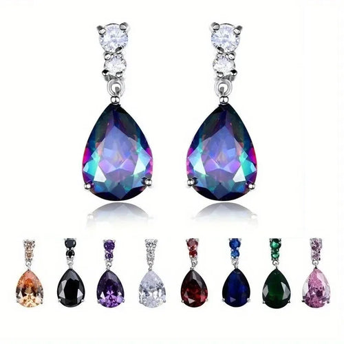 10 Pairs Multicolor CZ Teardrop Dangle Earrings for Women Dangle Earring Set Nixie