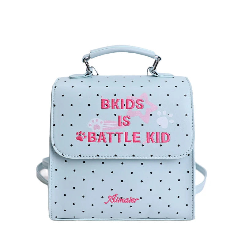 Mint Green Polka Dot Mini Backpack for Women | Travel Bag