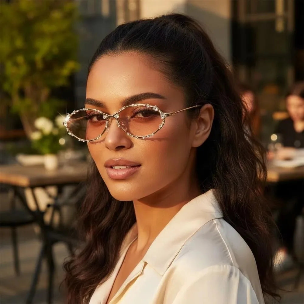 Retro Diamond Oval Sunglasses UV400 – Unisex Punk Style Oval Sunglasses Nixie