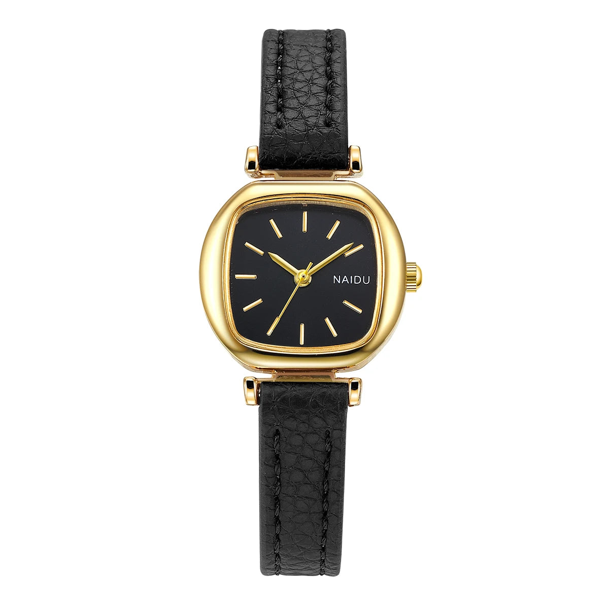 Naidu College Style Casual Quartz Watch – Leather Band Quartz Wristwatch Nixie black