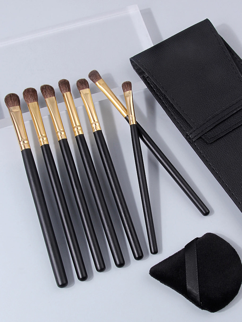 7-Piece Natural Horse Hair Eye Makeup Brush Set + Leather Bag Eye Makeup Brush Set Nixie