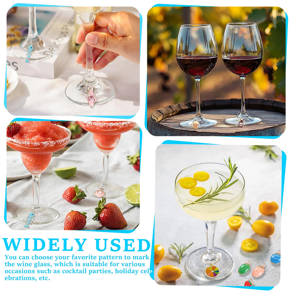 60-Piece Wine Glass Charms Set – Beach Party Drink Markers Wine Glass Charms Nixie